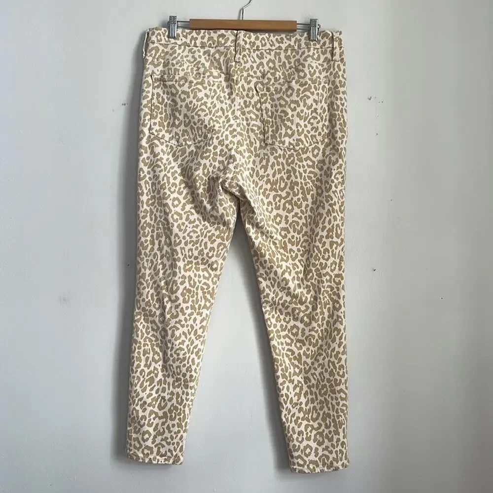 J. Crew 10” high rise toothpick leopard print skinny jeans sz 32
